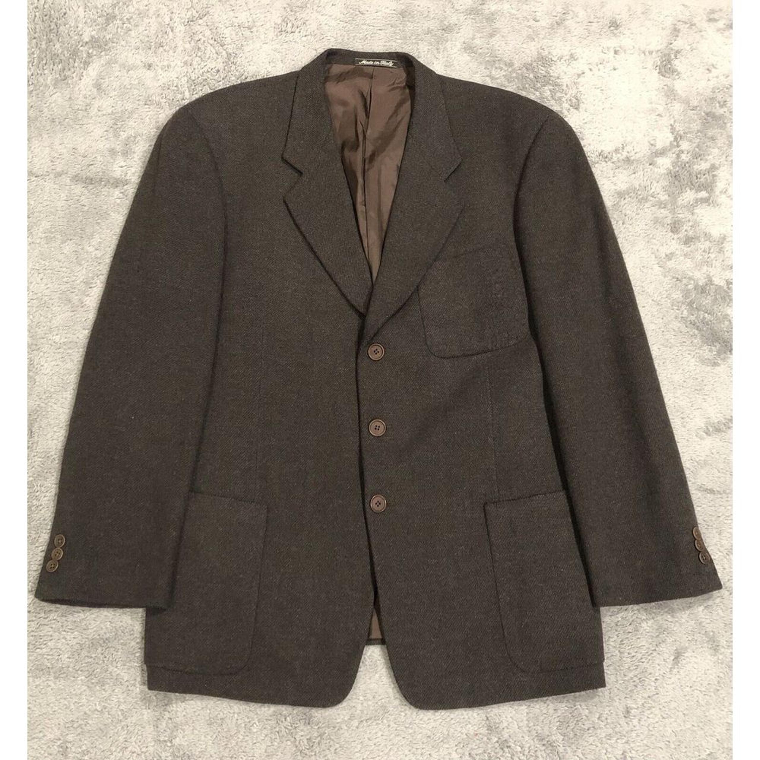90s Vintage Giorgio Armani Mani Tweed Wool Blazer Jacket Men's 44R Sport Coat