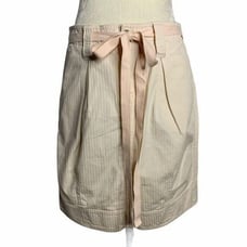 Marc Jacobs Pin Striped Pencil Skirt 4 Pink Belted Pleated Pockets Button Zip