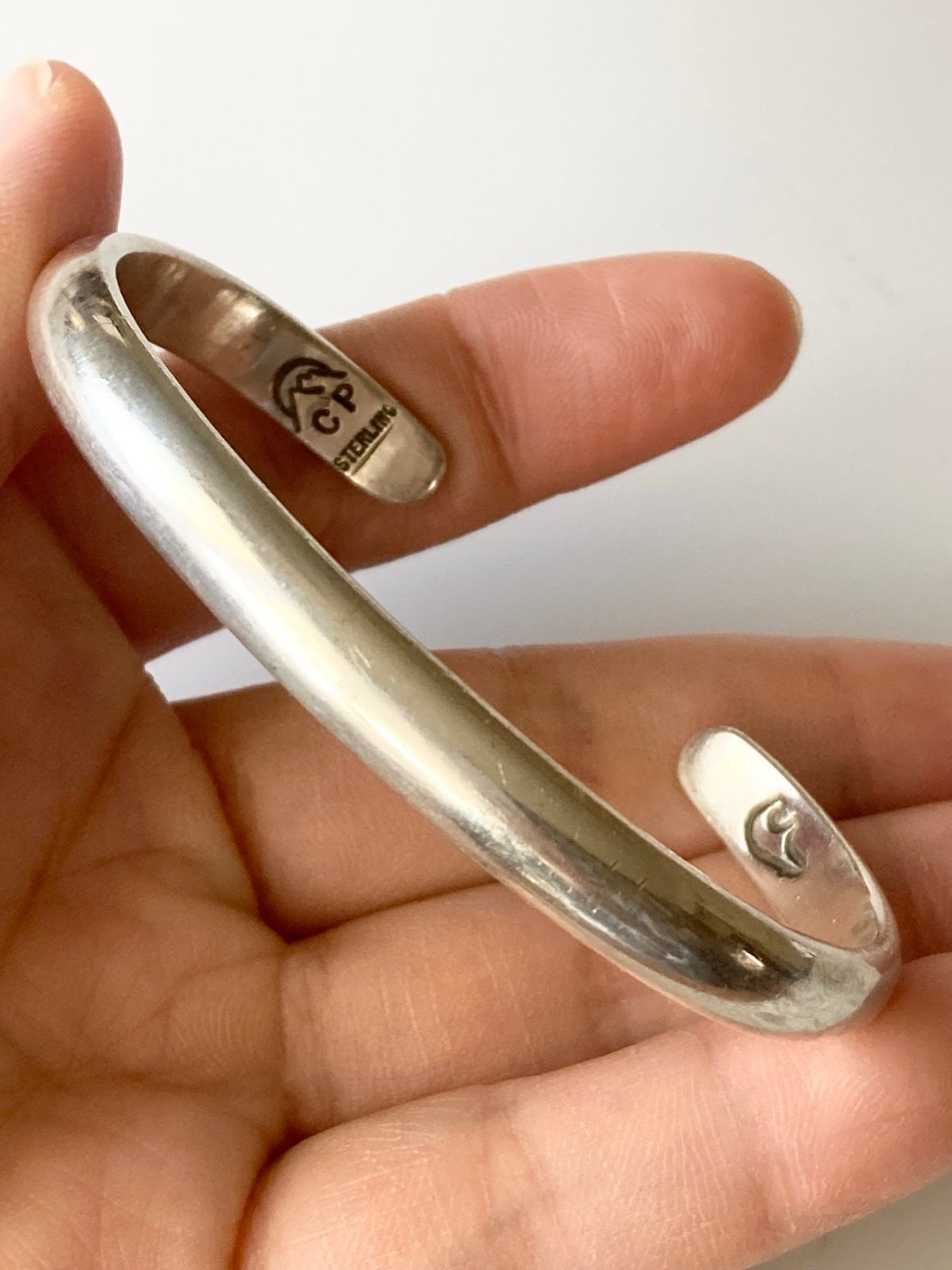 Vintage Native American mountain bear CP sterling silver cuff Bracelet