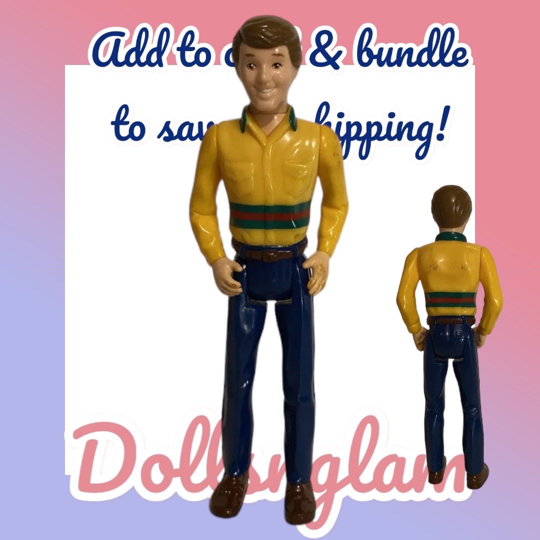 Vintage Playskool Loving Family Dad 6” Action Figure 1991 Yellow Shirt & Jeans