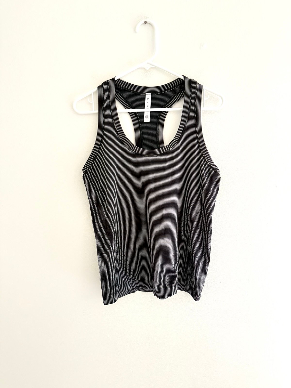 Athleta Black White Striped Racerback Tank Large