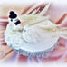 Wedding cake topper, white love birds bride and groom