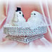 Wedding cake topper, white love birds bride and groom