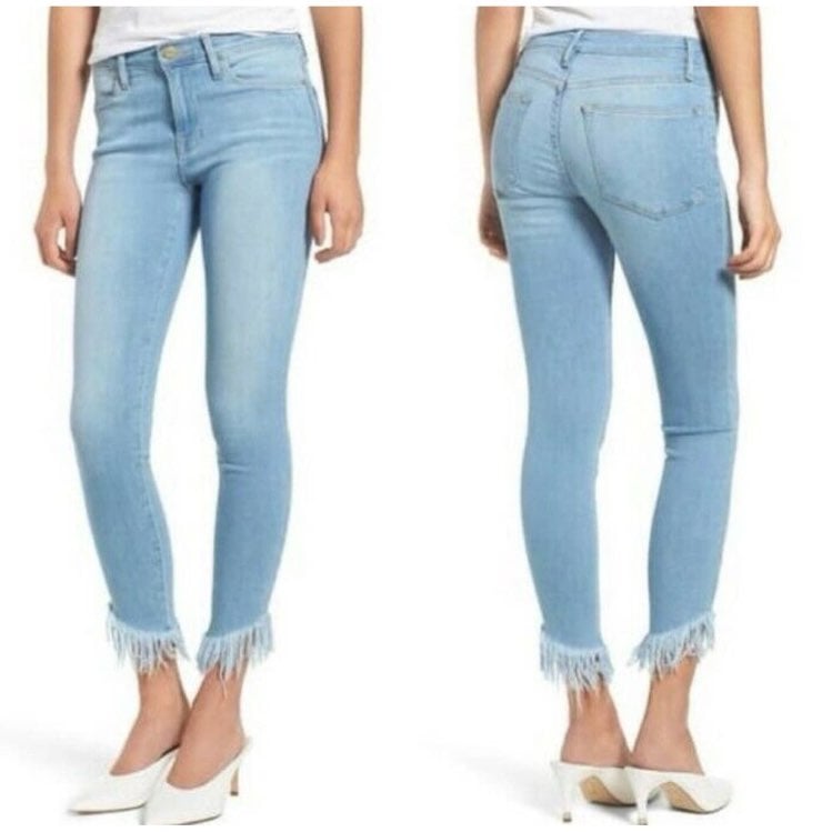 FRAME Denim Le High Skinny Eling Shredded Hem Jeans 29