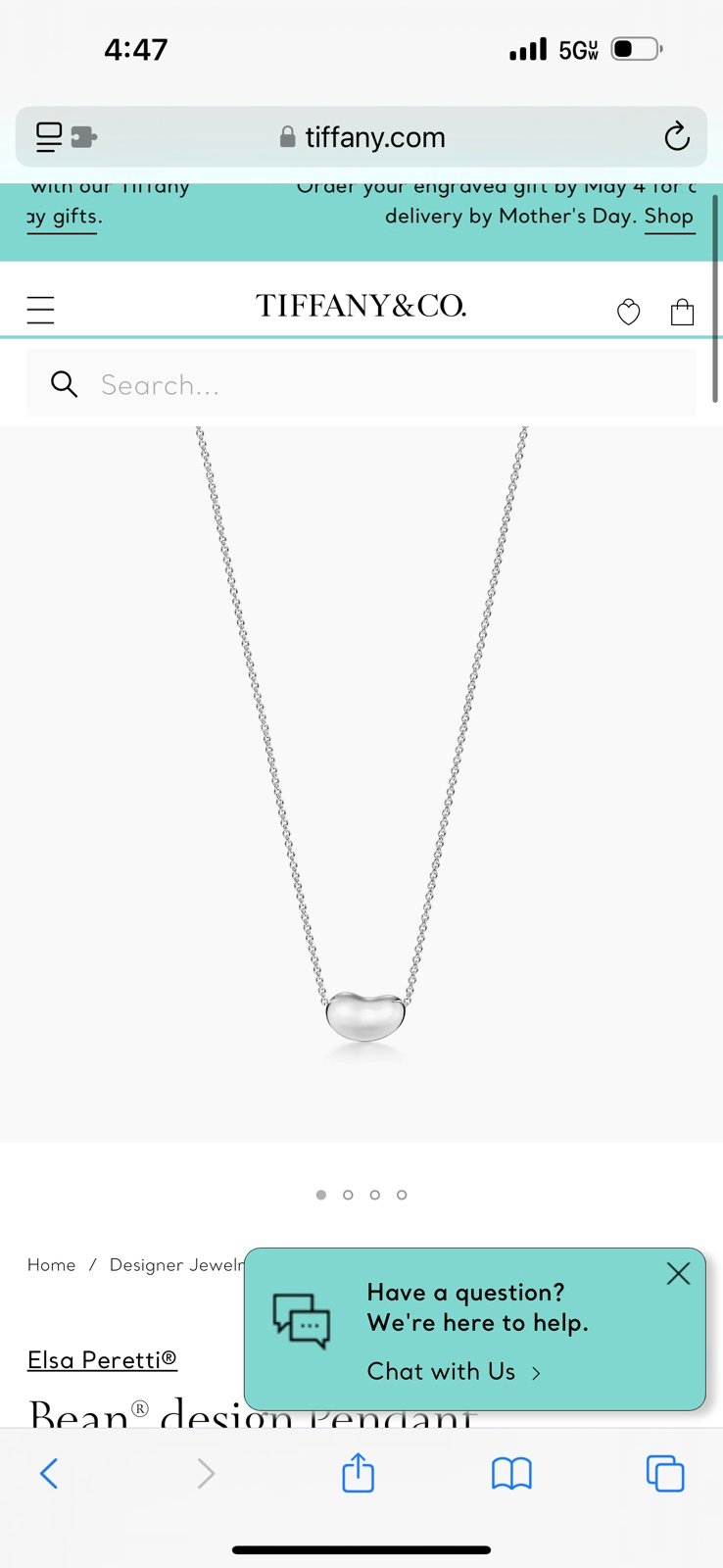 Tiffany & Co Elsa Peretti Bean Necklace