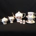 11 Pc. Tea For Two Violets on White Gold Trim Tea Set