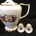 11 Pc. Tea For Two Violets on White Gold Trim Tea Set