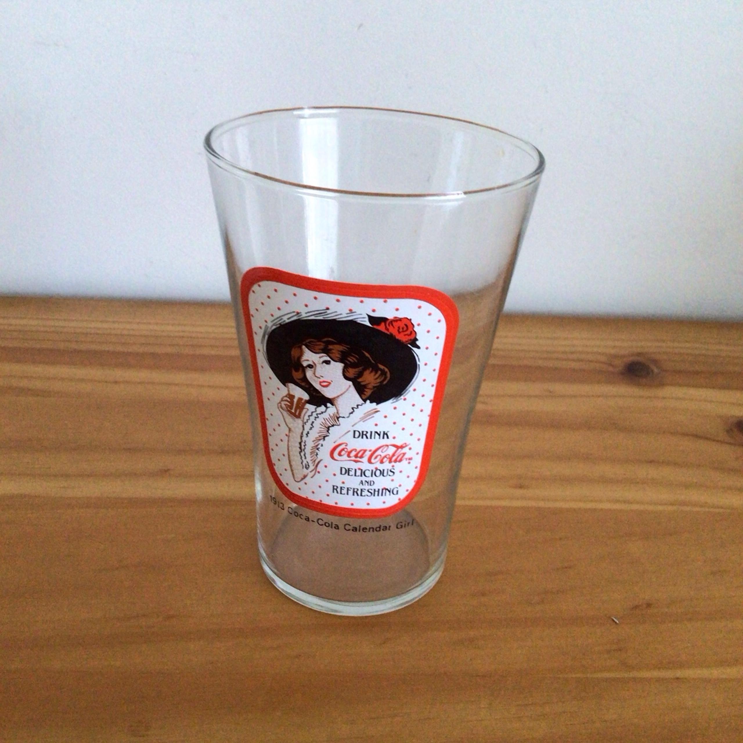 Rare Vintage Drink Coca-Cola 1913 Calendar Girl Drinking Glass Collectible