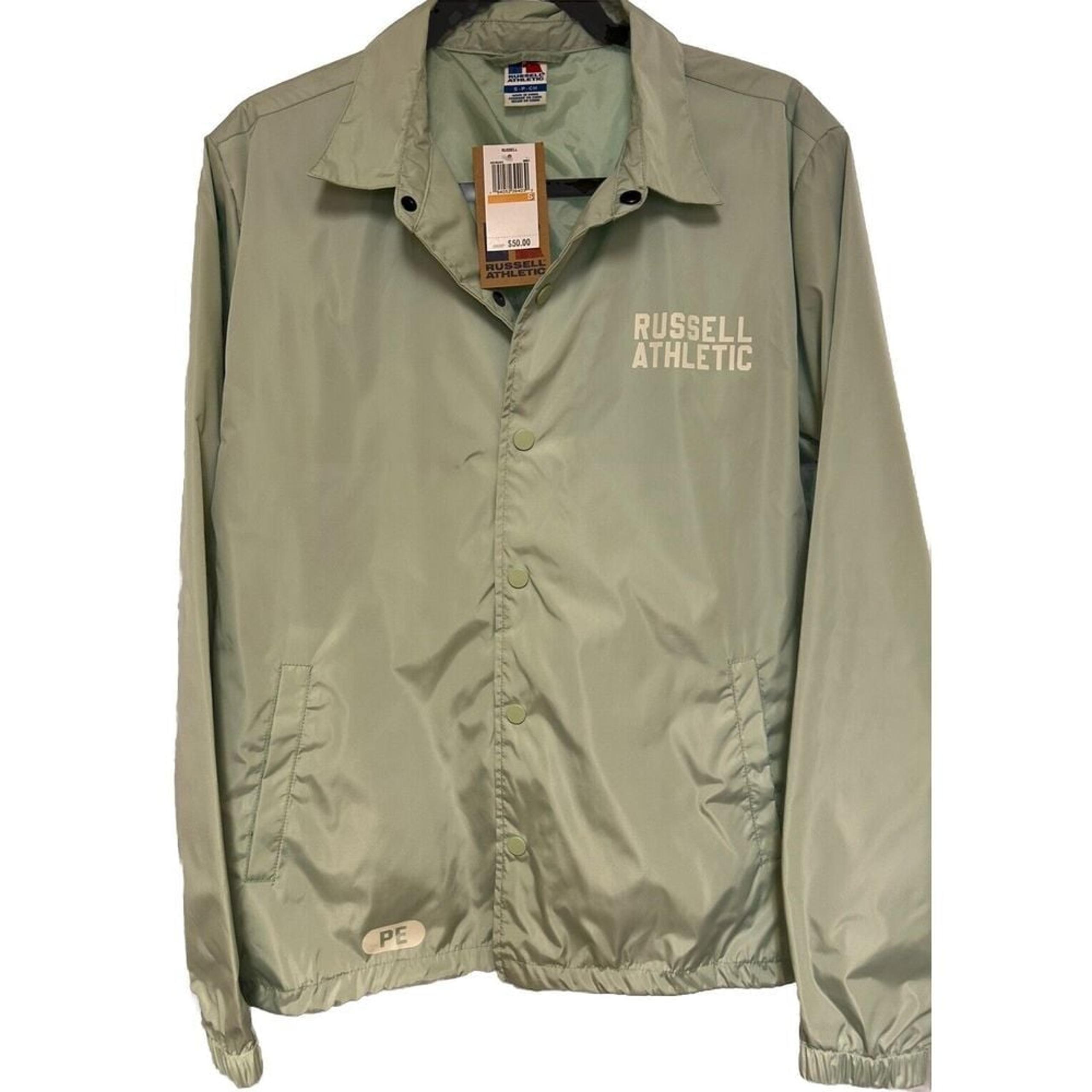 Russell Athletic Men's Logo Coaches Jacket Size S Green New With Tags