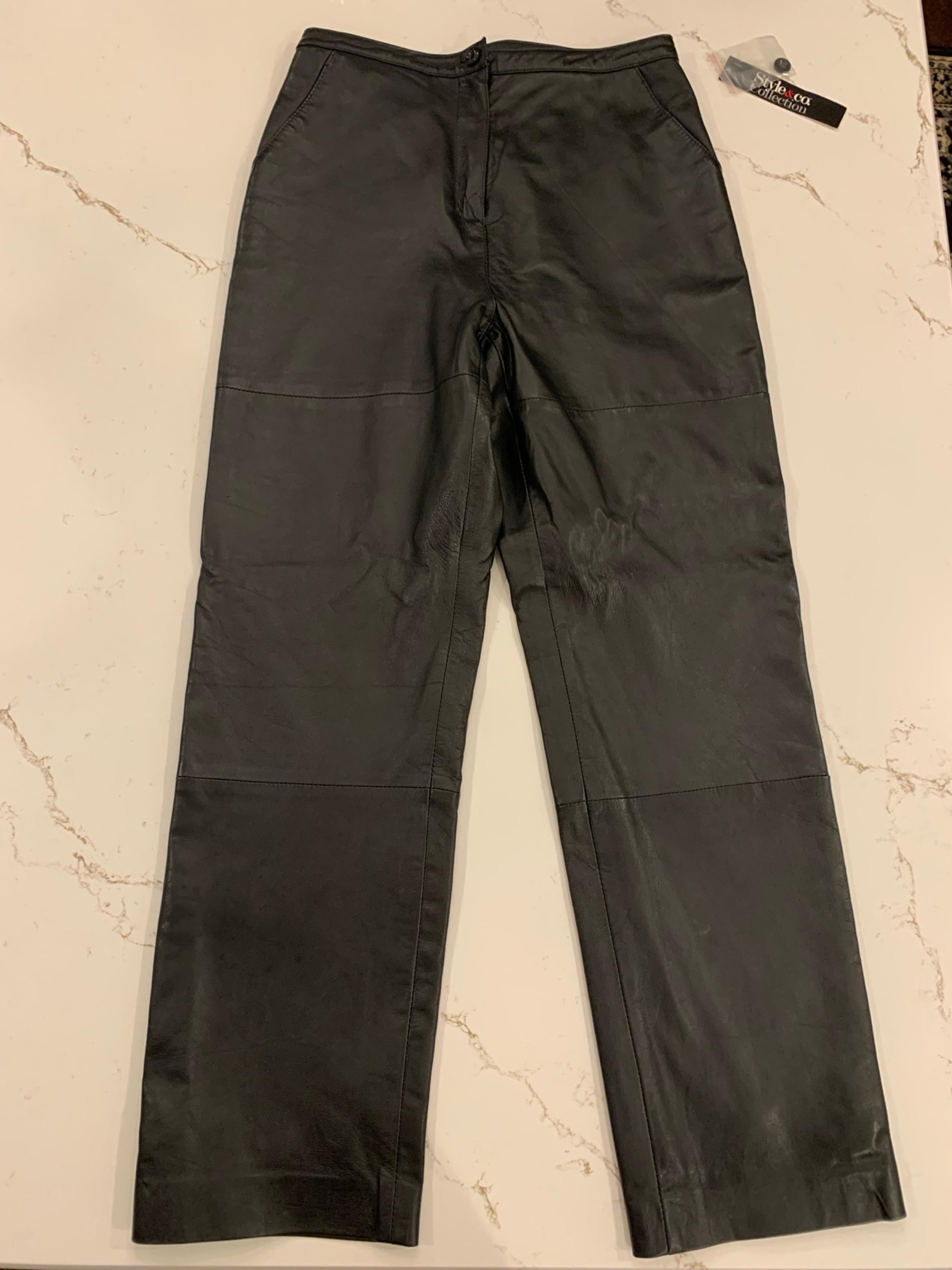 NEW Woman’s Black Leather Pants By Style & Co Size 8 Winter Garden Collection.