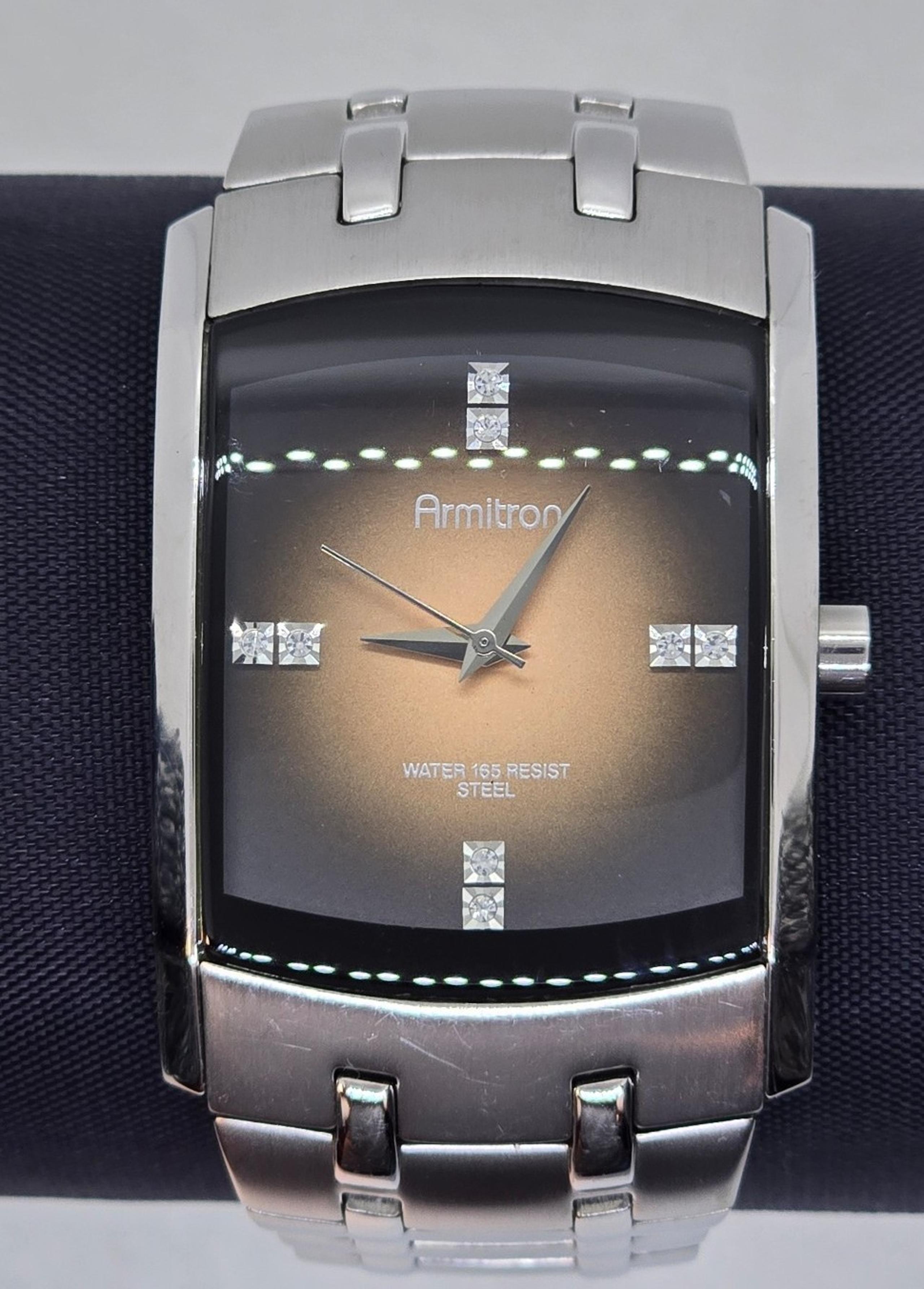 Armitron 20/4507SV Men Tank Swarovski Crystal Accent Quartz Analog Watch.