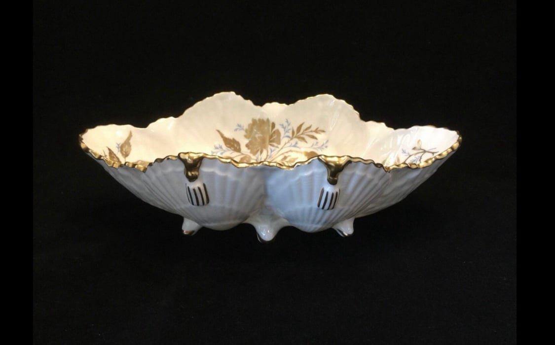 Vintage Aynsley Fine English Bone China Golden Grace Shell Vase - Candy Bowl