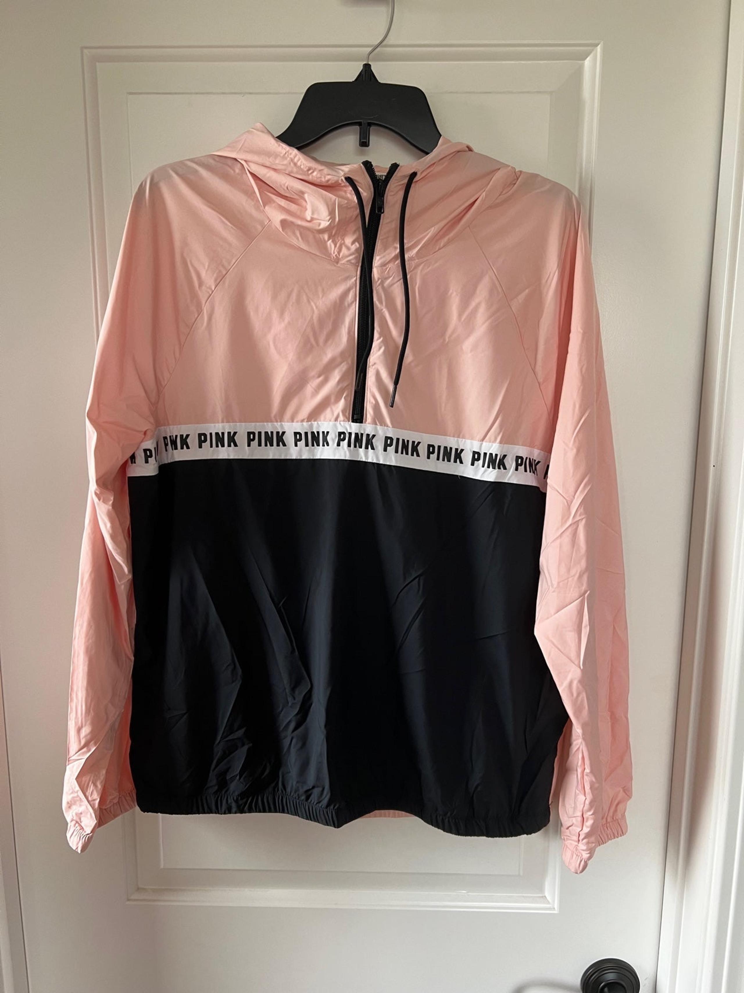 Victoria's Secret Pink Womens Pink Quarter Zip Anorak Windbreaker Jacket And Bag