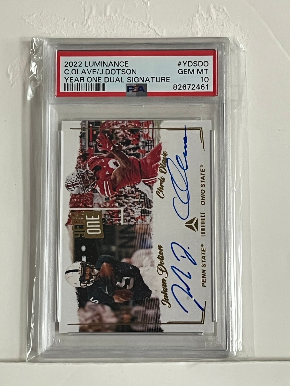 Chris Olave /Jahan Dotson rookie dual on card Autograph PSA graded 10 Gem Mint
