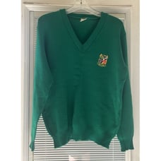 Vintage Ireland Embroidered Crest V Neck Sweater Made in Ireland Green