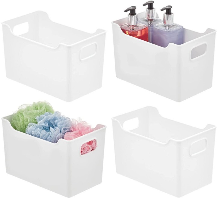 Deep Plastic Bathroom Storage Container Bins Accessory Organizer