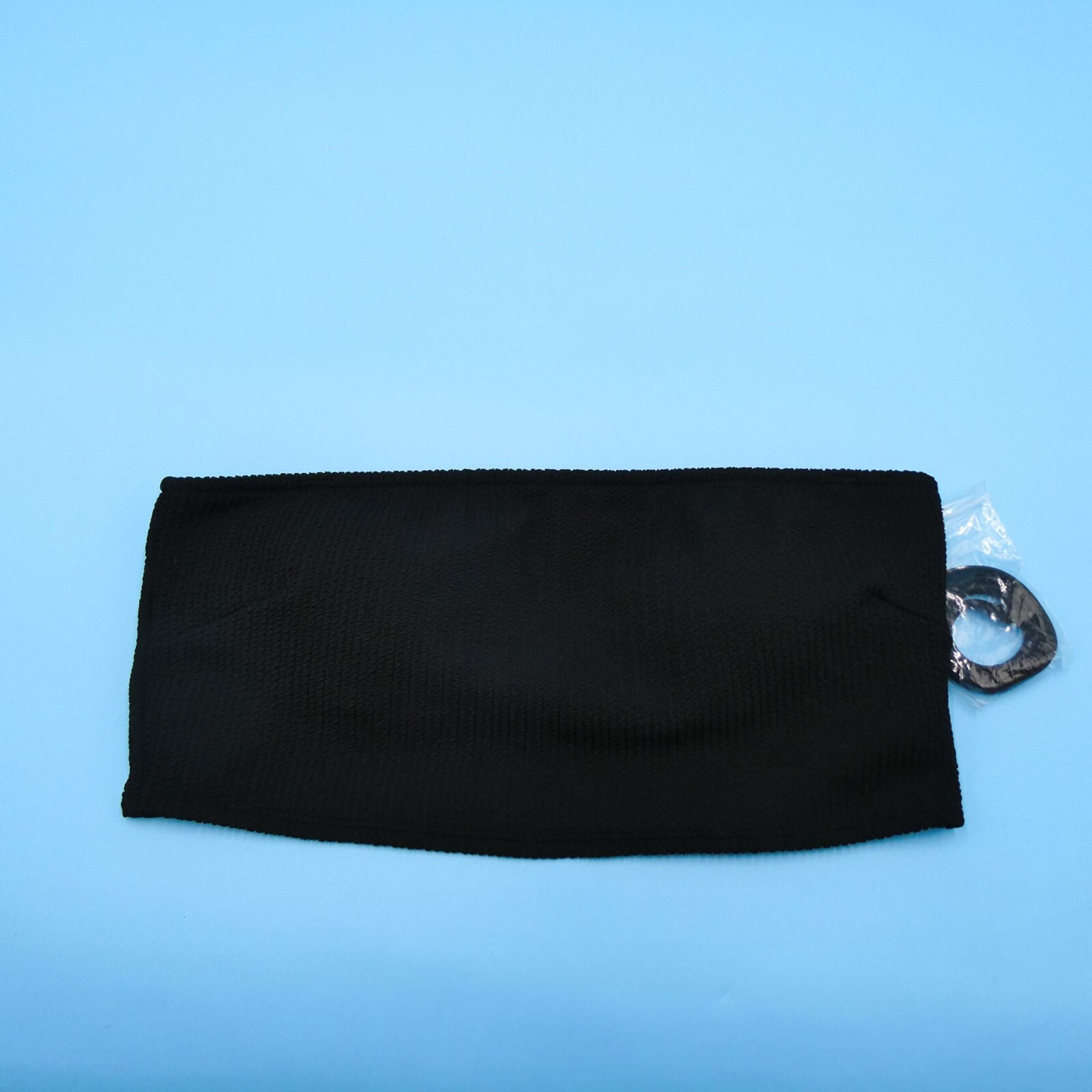 Victorias Secret Large Black Ribbed Padded Bikini Top Bandeau Strapless Swimwear