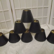 Set of 8 vintage black vinyl reptile embossed clip on chandelier shades