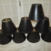 Set of 8 vintage black vinyl reptile embossed clip on chandelier shades