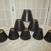 Set of 8 vintage black vinyl reptile embossed clip on chandelier shades