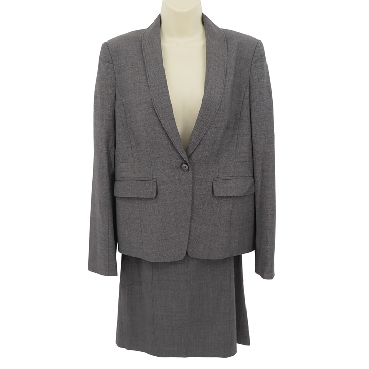 Ann Taylor Women 4 Black Gray Miniature Houndstooth Skirt Blazer Jacket Suit Set