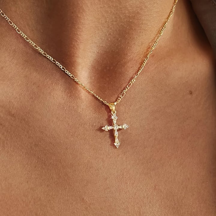 14K Gold Womens 1ct Diamond Cross Necklace Christian 14 K Silver 16 18 Jewelry