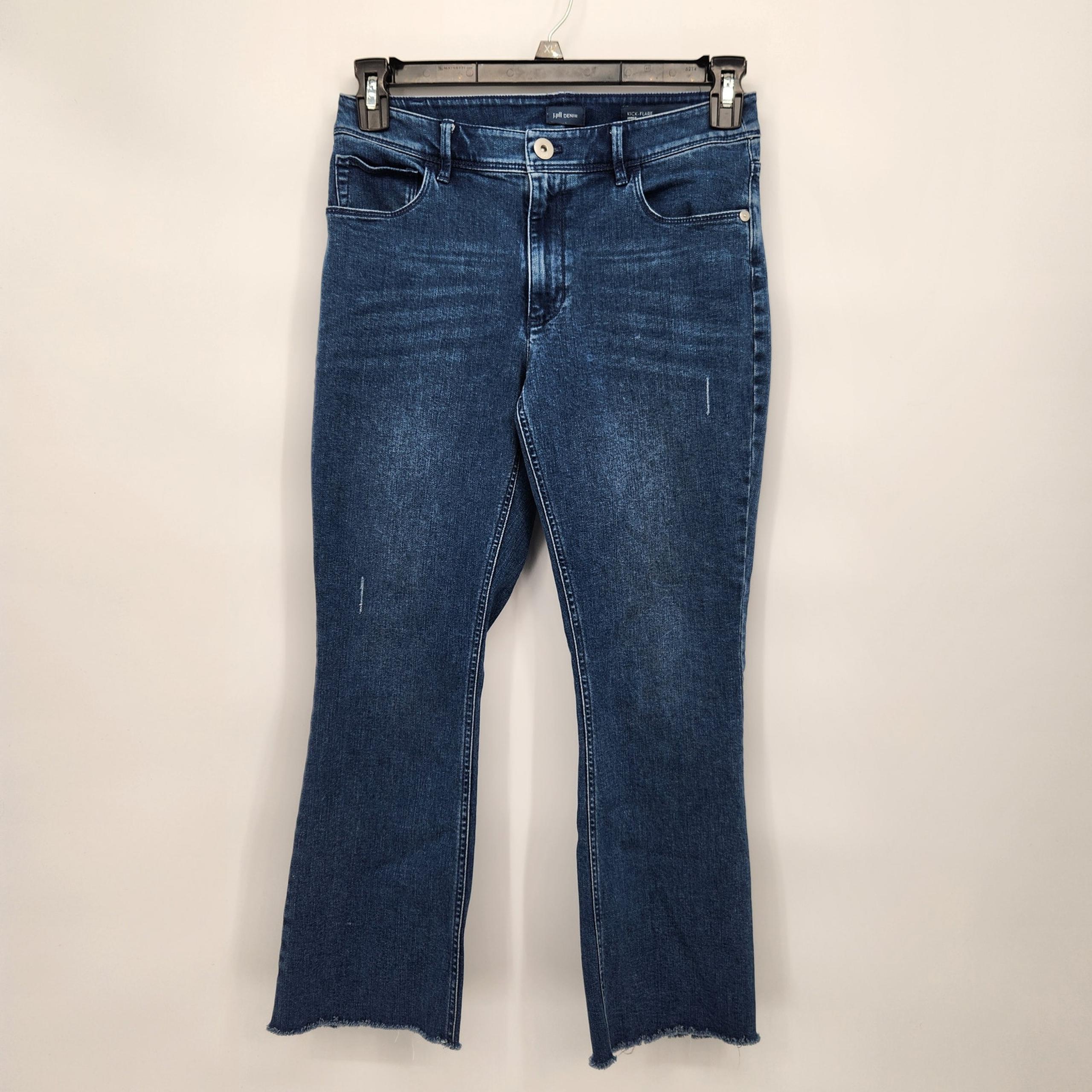 J. Jill Denim Blue Kick Flare Ankle Lightly Distressed Raw hem Jeans Women's 4