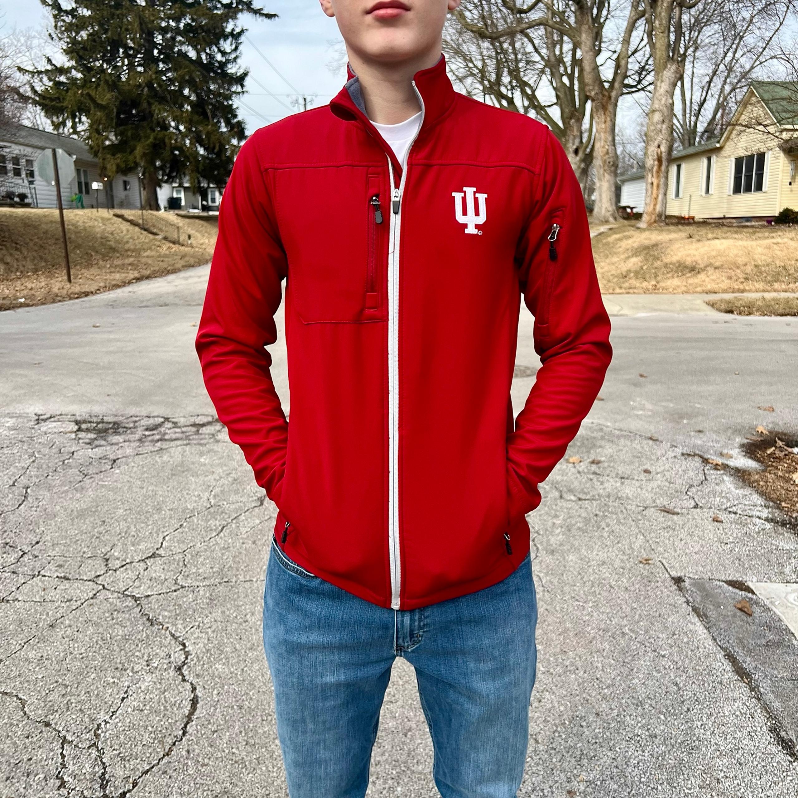 Indiana University Red and White Performance Jacket SZ S! EUC!