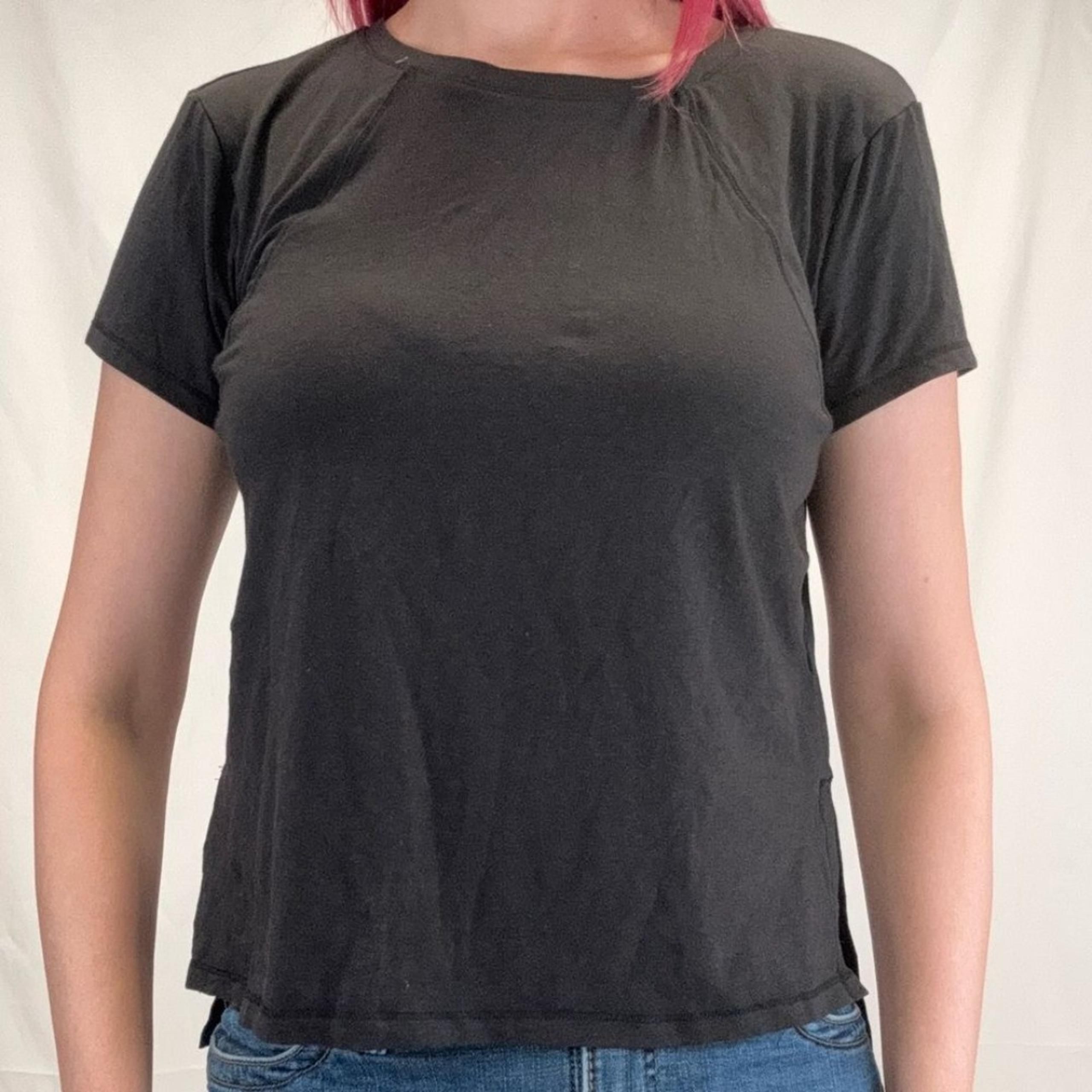 Avia Womens Hi Low Black Split Hem Athletic Tee T Shirt S SM Small 4 6 Quick Dry