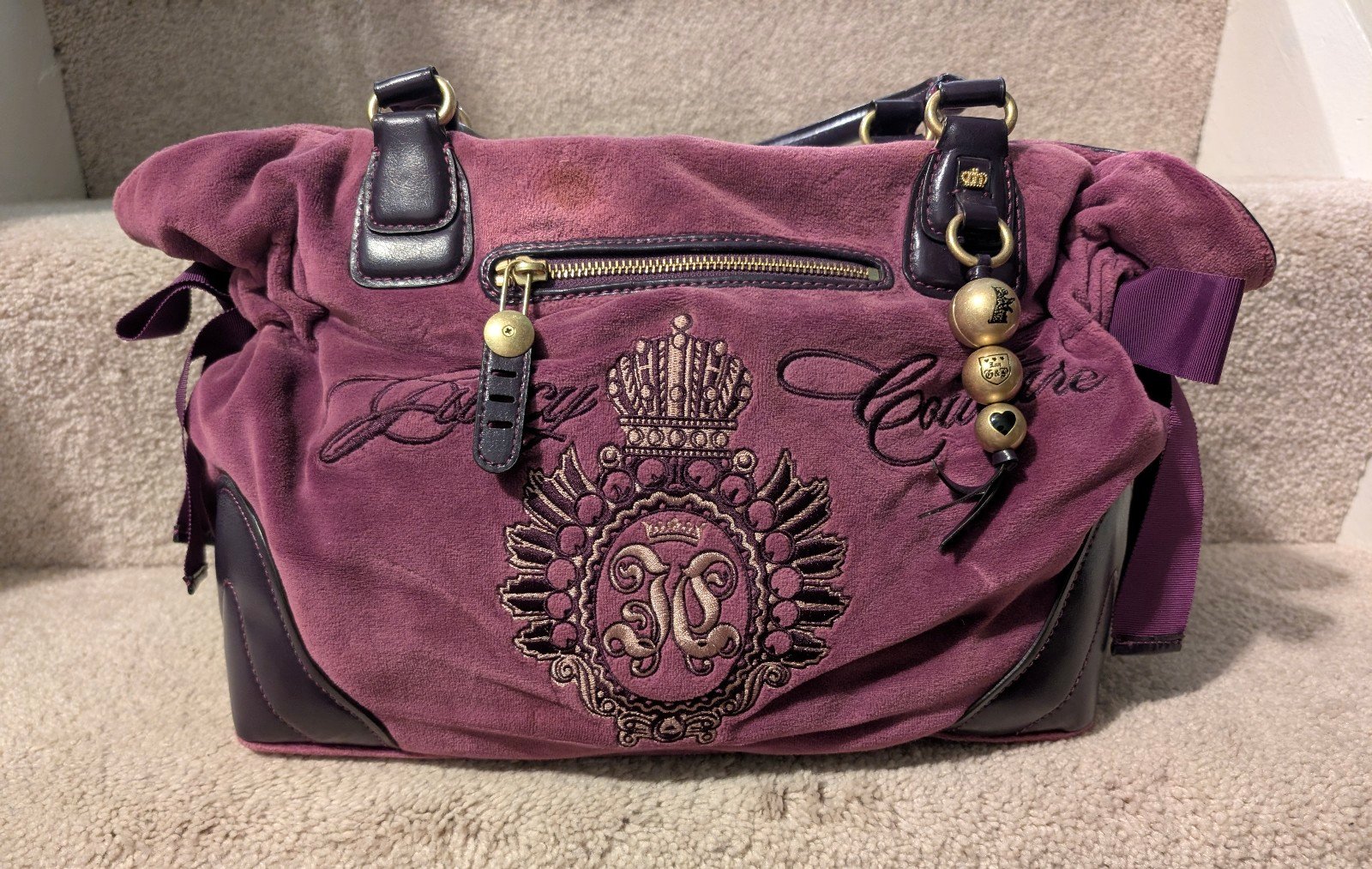 Vintage Juicy Couture Purple Velour Tote Purse