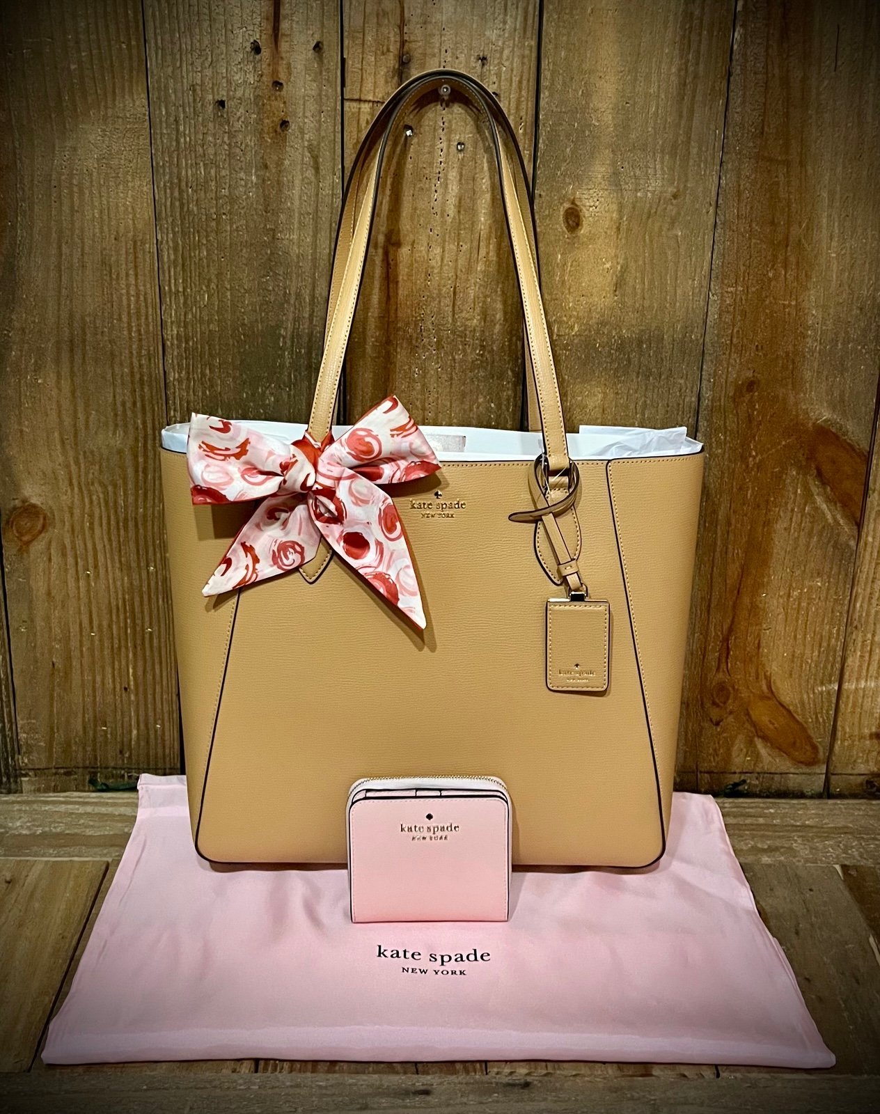 4 Piece Bundle: kate spade Poppy Tote with Free Wallet, Dust Bag & Twilly.