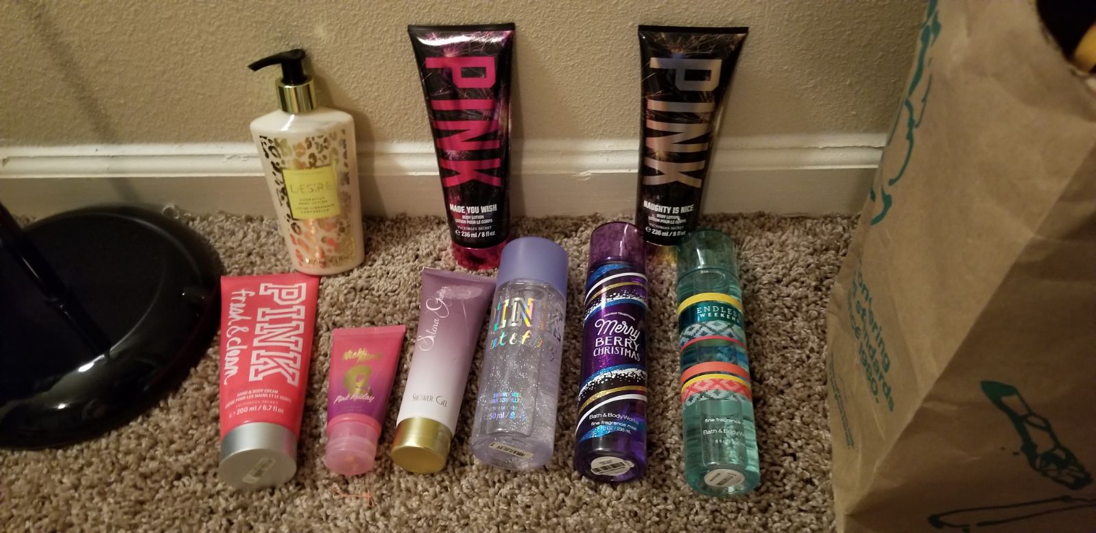 body spray, body cream and shower gel