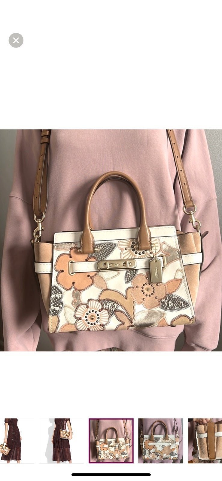 Coach Swagger 27 With Patchwork Tea Rose And Snakeskin Detail