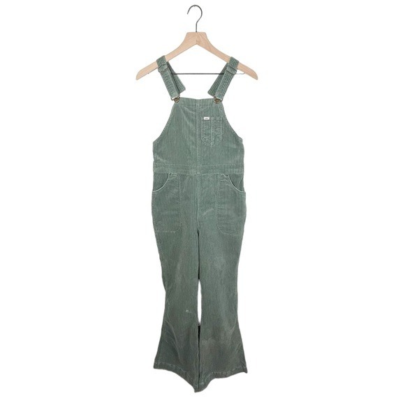 Lee Workwear Women's Corduroy Bib Overalls Flare Leg Fort Green Size Medium