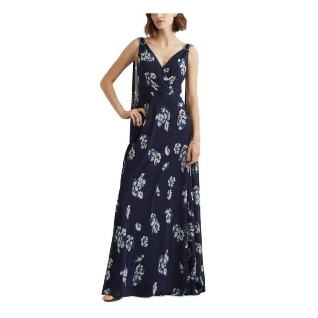 Lauren Ralph Lauren Floral Crinkled Georgette Dress Size 2/XS NWT 260