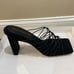 Good American sandals slip on caged black heels made in Spain. 8.5. New