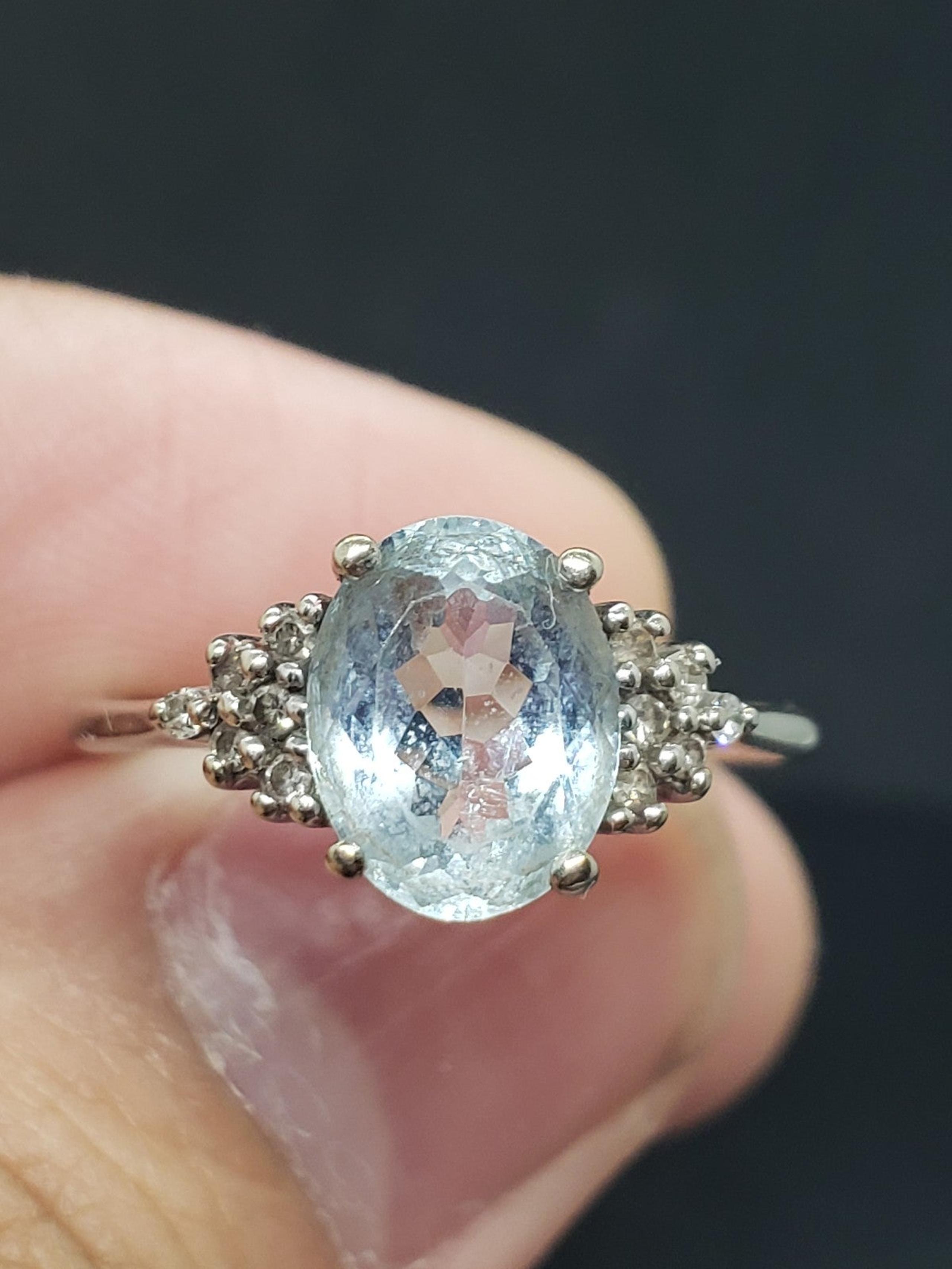 10k wg diamond aquamarine ring