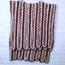 Vintage 80s Crochet Afghan Blanket Bedspread Throw 66x53 Scallop Country Autumn
