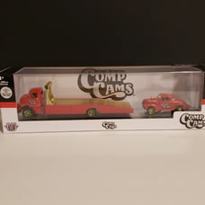 M2 Machines Auto Haulers Comp Cams '58 Dodge Coe & '41 Willys Coupe Gasser Chase