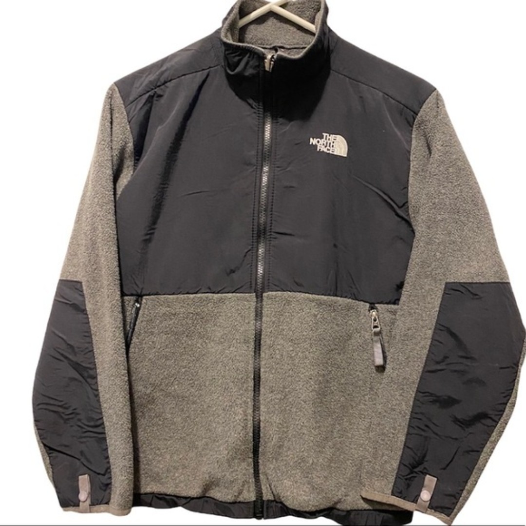 THE NORTH FACE KID LONG SLEEVE FLEECE AND NYLON RETRO GRAY BLACK JACKET SWEATER