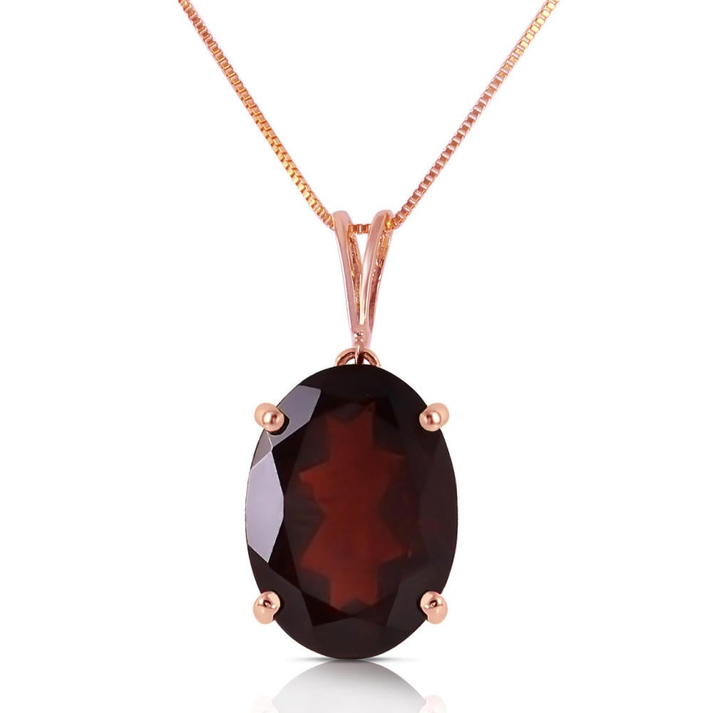14K. SOLID GOLD NECKLACE WITH OVAL GARNET (Rose Gold)