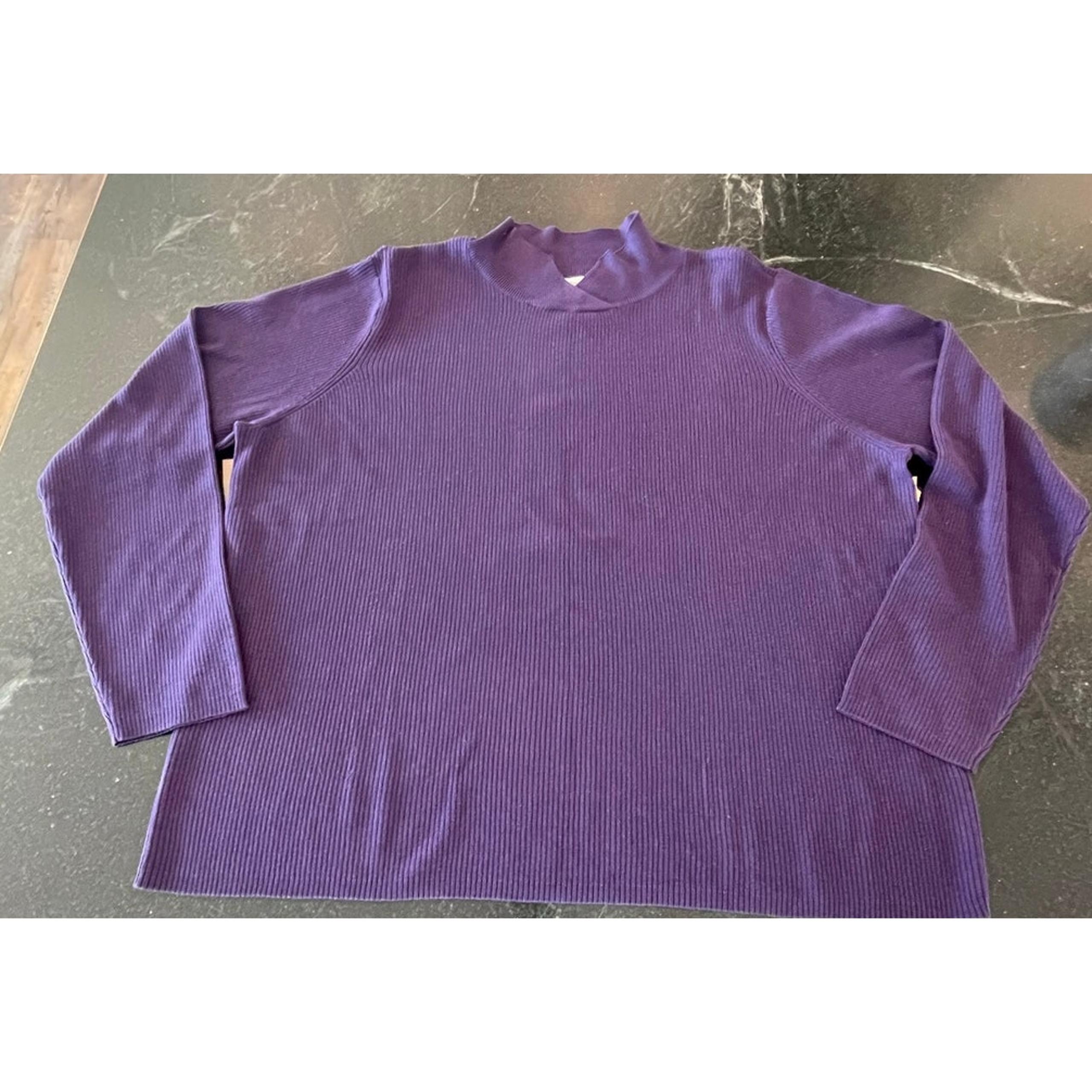 Coldwater Creek Purple ribbed knit mock neck long sleeve sweater top 2X 20w