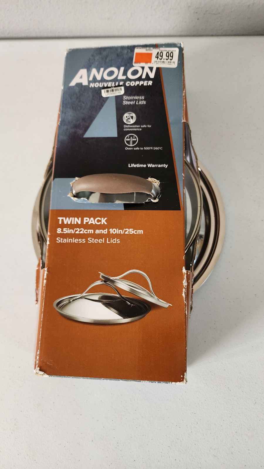 Analon Nouvelle Copper Twin Pack Stainless Steel Lids