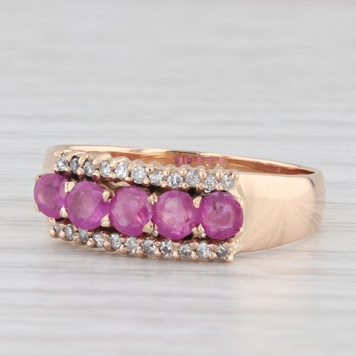 0.96ctw Pink Sapphire Diamond Ring 14k Rose Gold Size 7