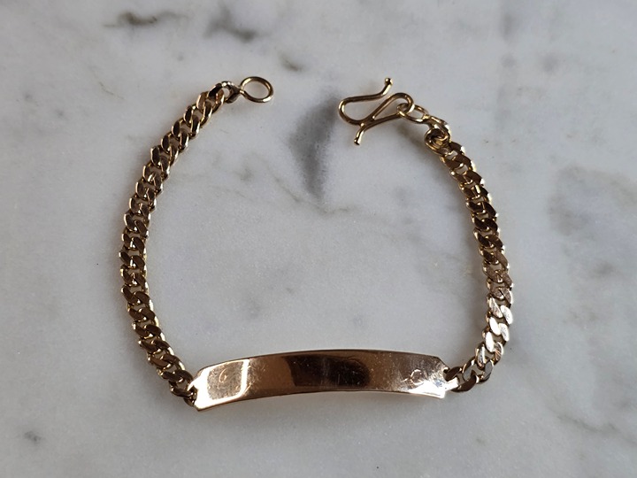 Womens Vintage Estate 14k Yellow Gold ID Bracelet 4.9g E5250