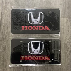 Honda black Brand New Front Vanity Metal Plate Frame Holder (2 Pack)
