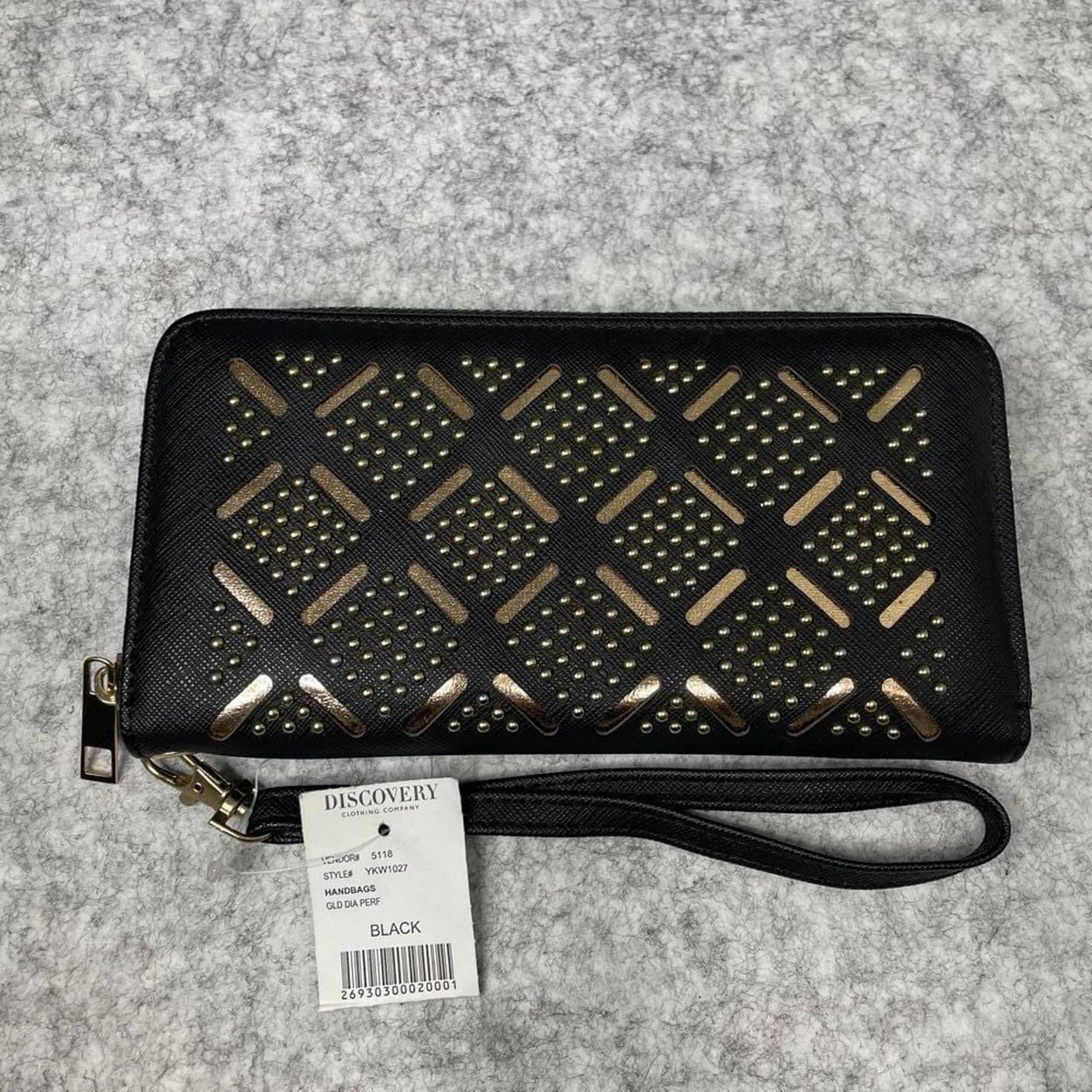 New Discovery Black Geometric Pattern Wristlet Wallet Women's Fashion Style