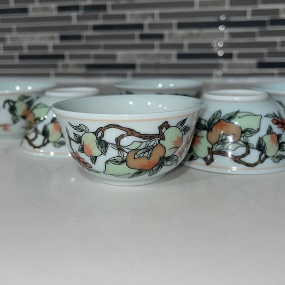 Hand Painted Vintage Sake Cups / Bowls (Set of 6)