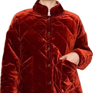 Melloday Velvet Quilt Rust Color Jacket NWT Small