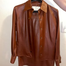 Leather jacket and skirt